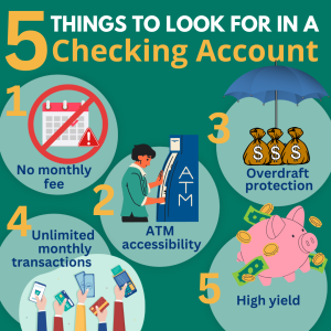 Five things to look for in a Checking Account Scott Credit Union 5 key features to look for in a checking account.